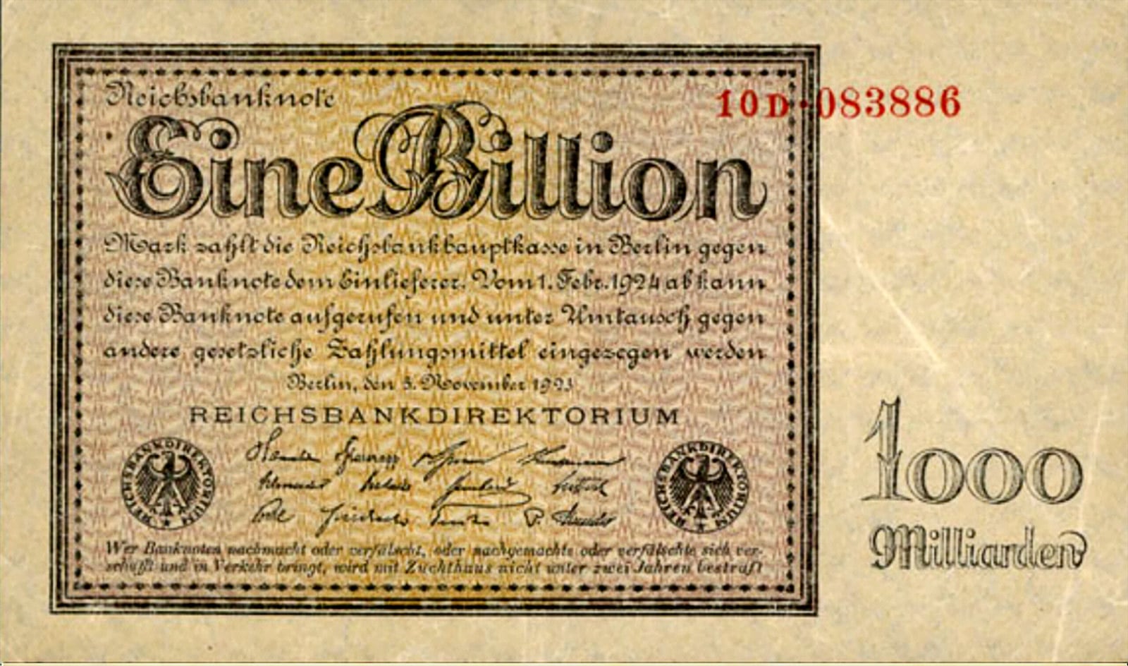1 Billion Mark 1923 11 05